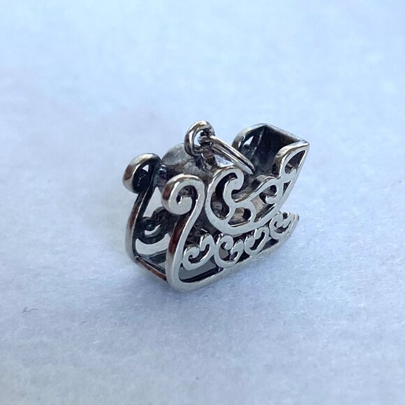 VTG Jezlaine Sterling Silver 925 3 Dimensional Christmas Santa's Sleigh Charm - Picture 13 of 16